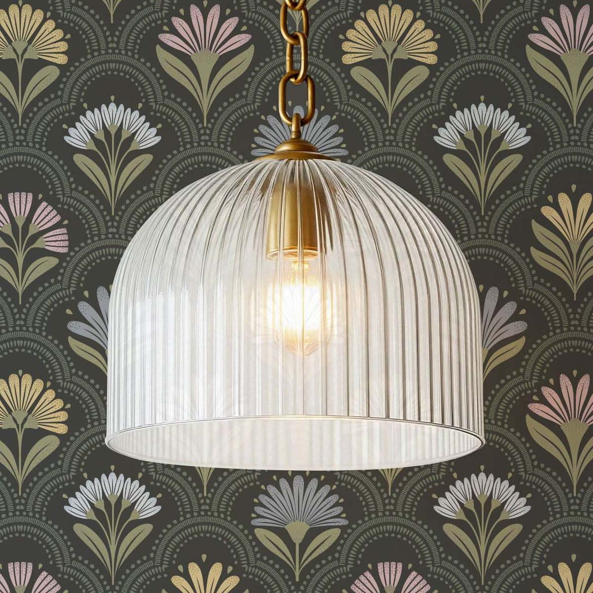 Petra Scandinavian Folk Flower Slate Pastel Wallpaper