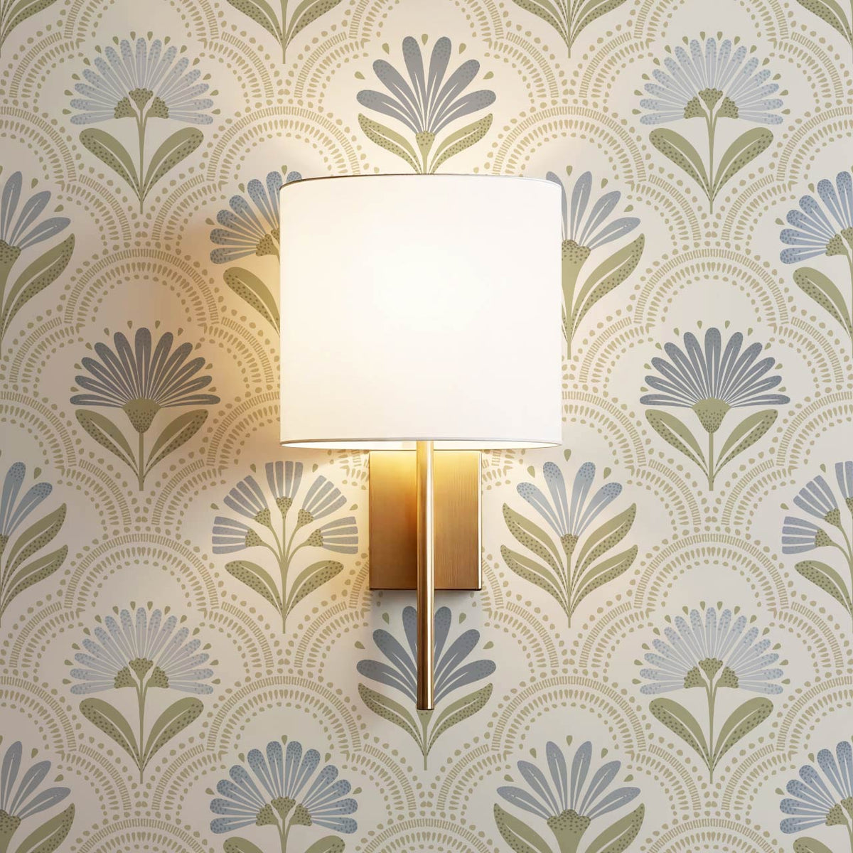 Petra Scandinavian Folk Flower Cream Beige Sky Wallpaper