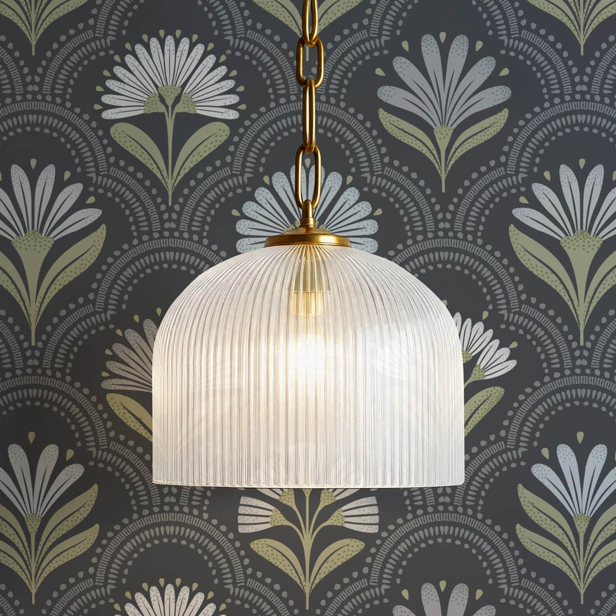 Petra Scandinavian Folk Flower Slate Sage Sky Wallpaper