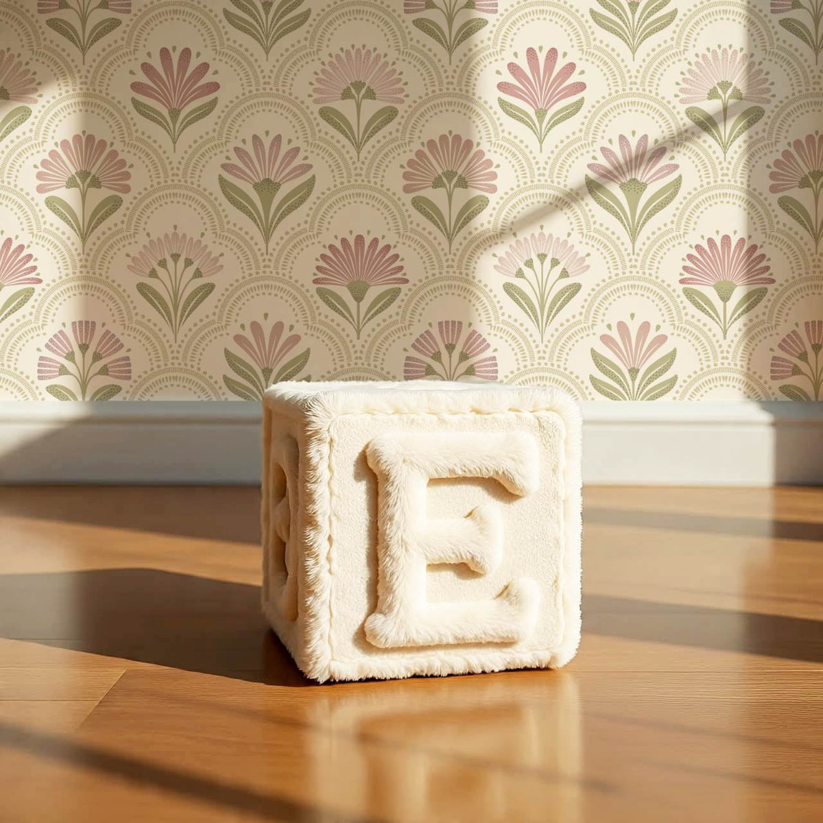 Petra Scandinavian Folk Flower Cream Blush Wallpaper