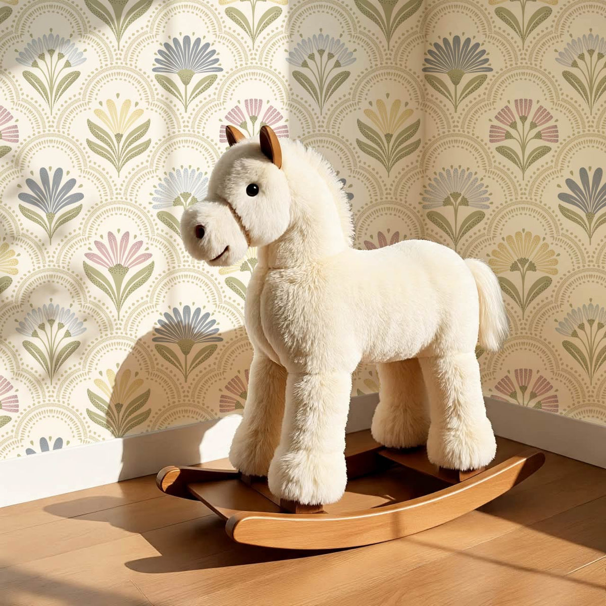 Petra Scandinavian Folk Flower Cream Pastel Wallpaper