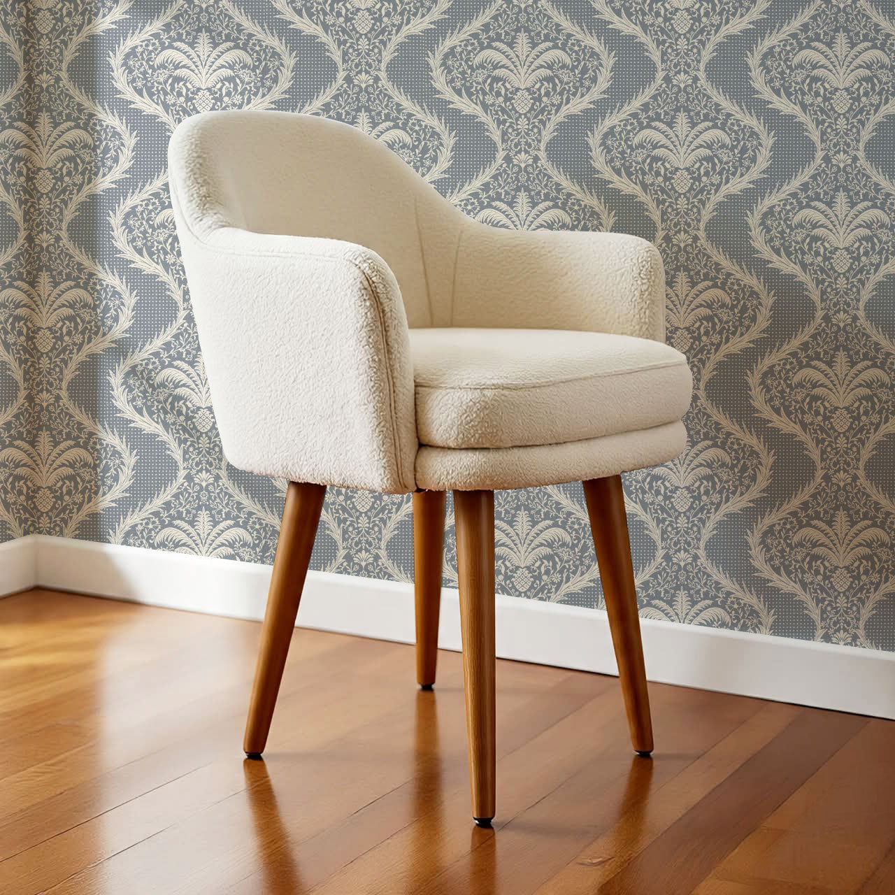 Peyton Esperanza Vines French Blue Wallpaper