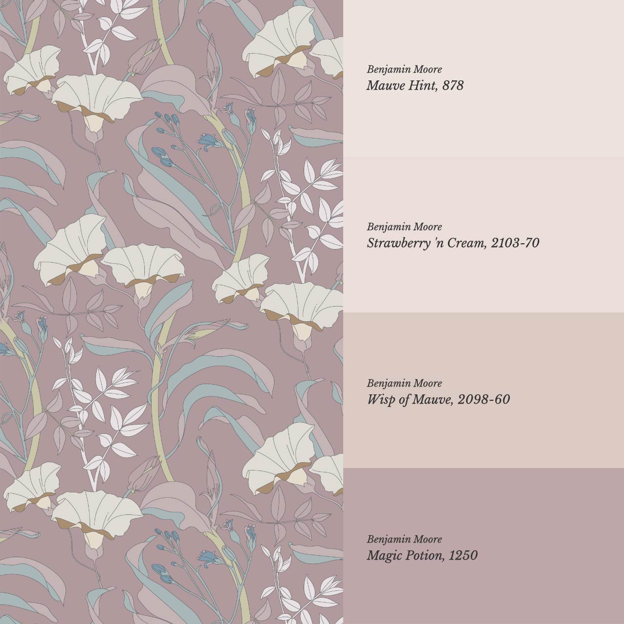 Phoebe Bindweed Dusty Mauve Wallpaper