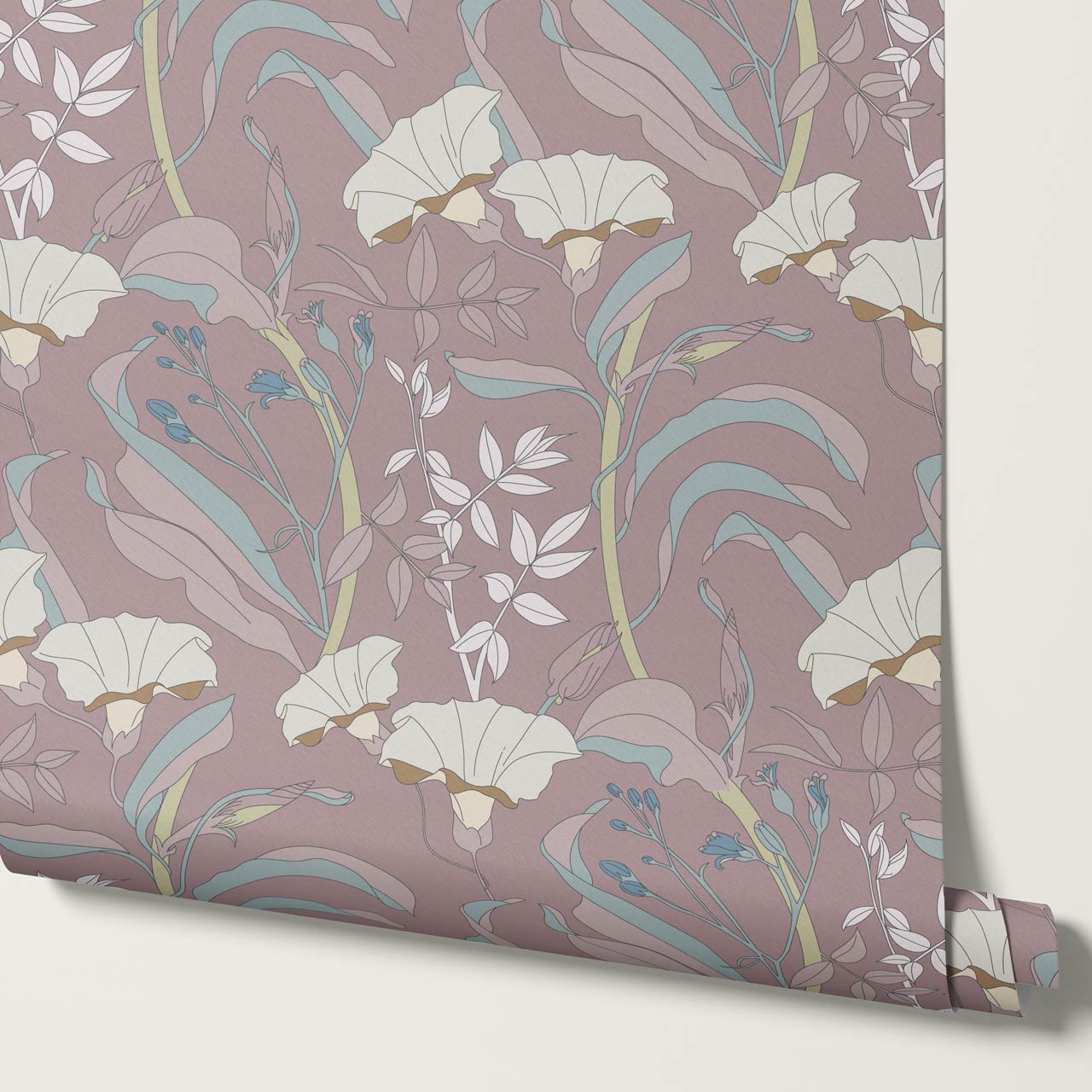 Phoebe Bindweed Dusty Mauve Wallpaper