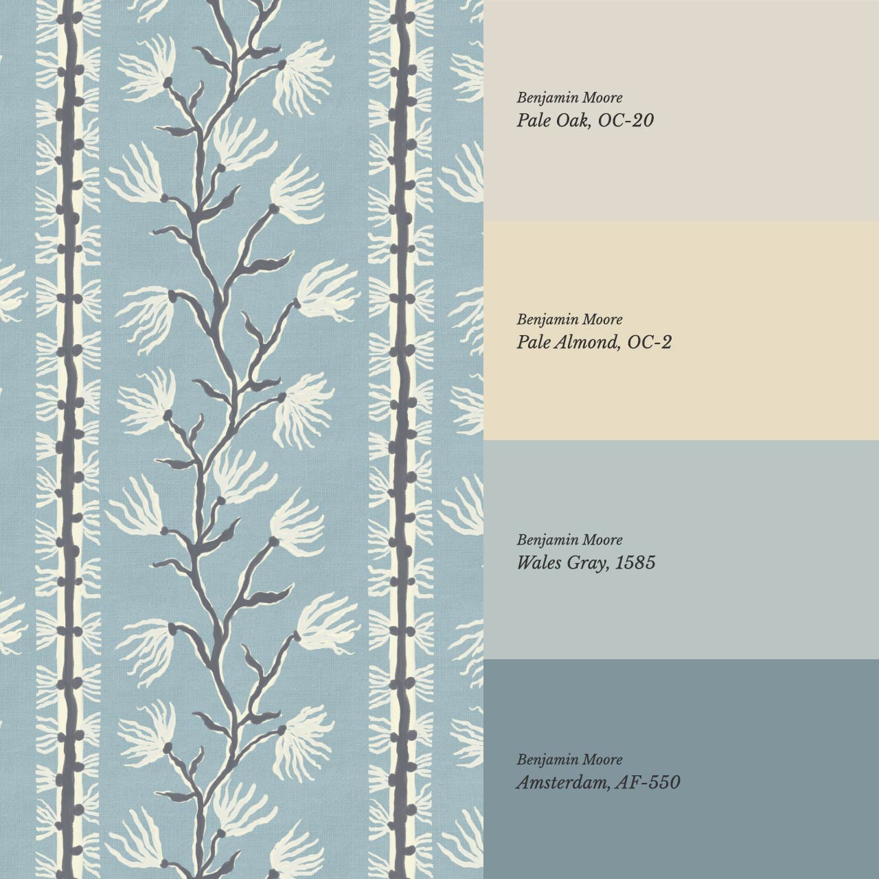 Pilar Branches Pale Blue Cream Wallpaper