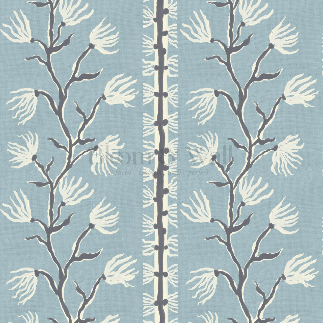 Pilar Branches Pale Blue Cream Wallpaper