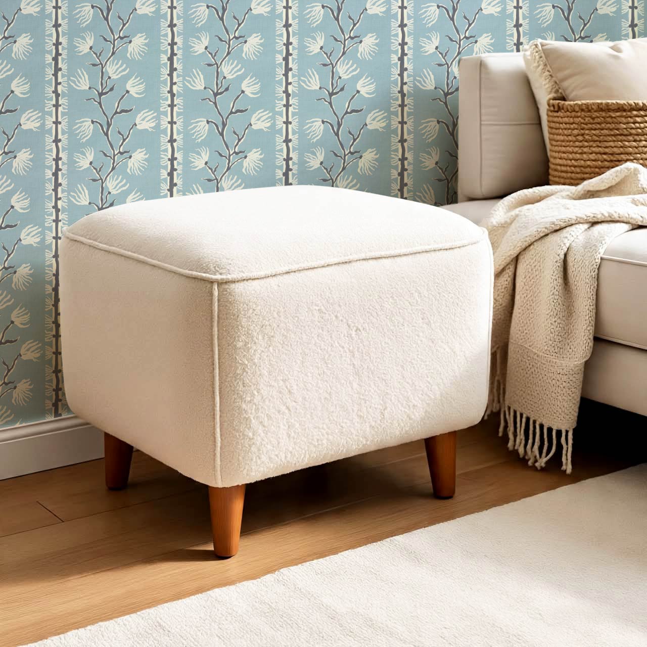 Pilar Branches Pale Blue Cream Wallpaper
