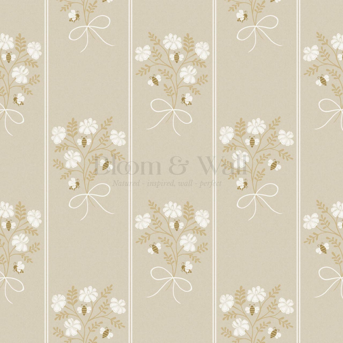 Pipa Blossom Bees Beige Honey Wallpaper