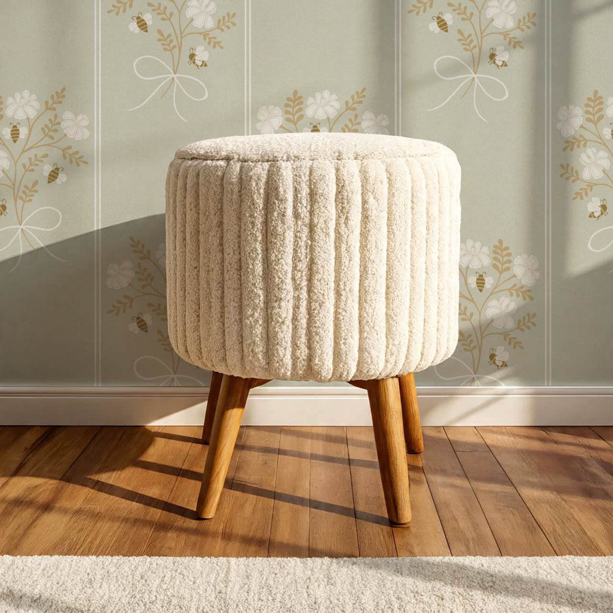 Pipa Blossom Bees Pale Mint Beige Wallpaper