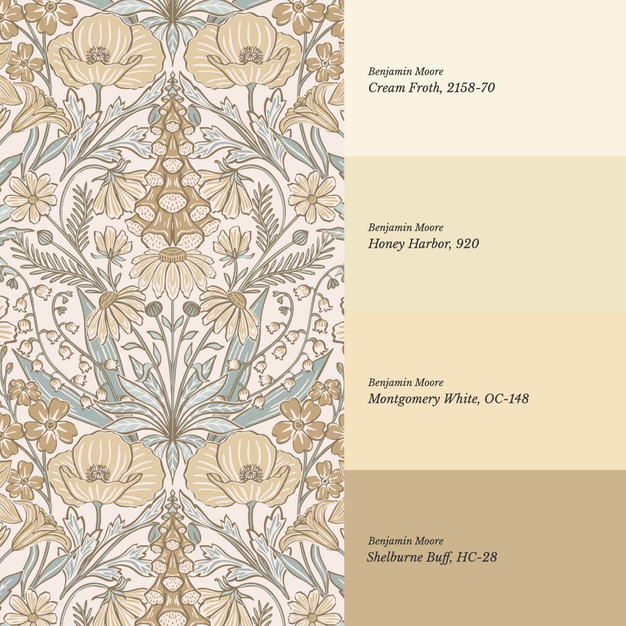 Piret Large Whispering Wildflowers Honey Cream Wallpaper