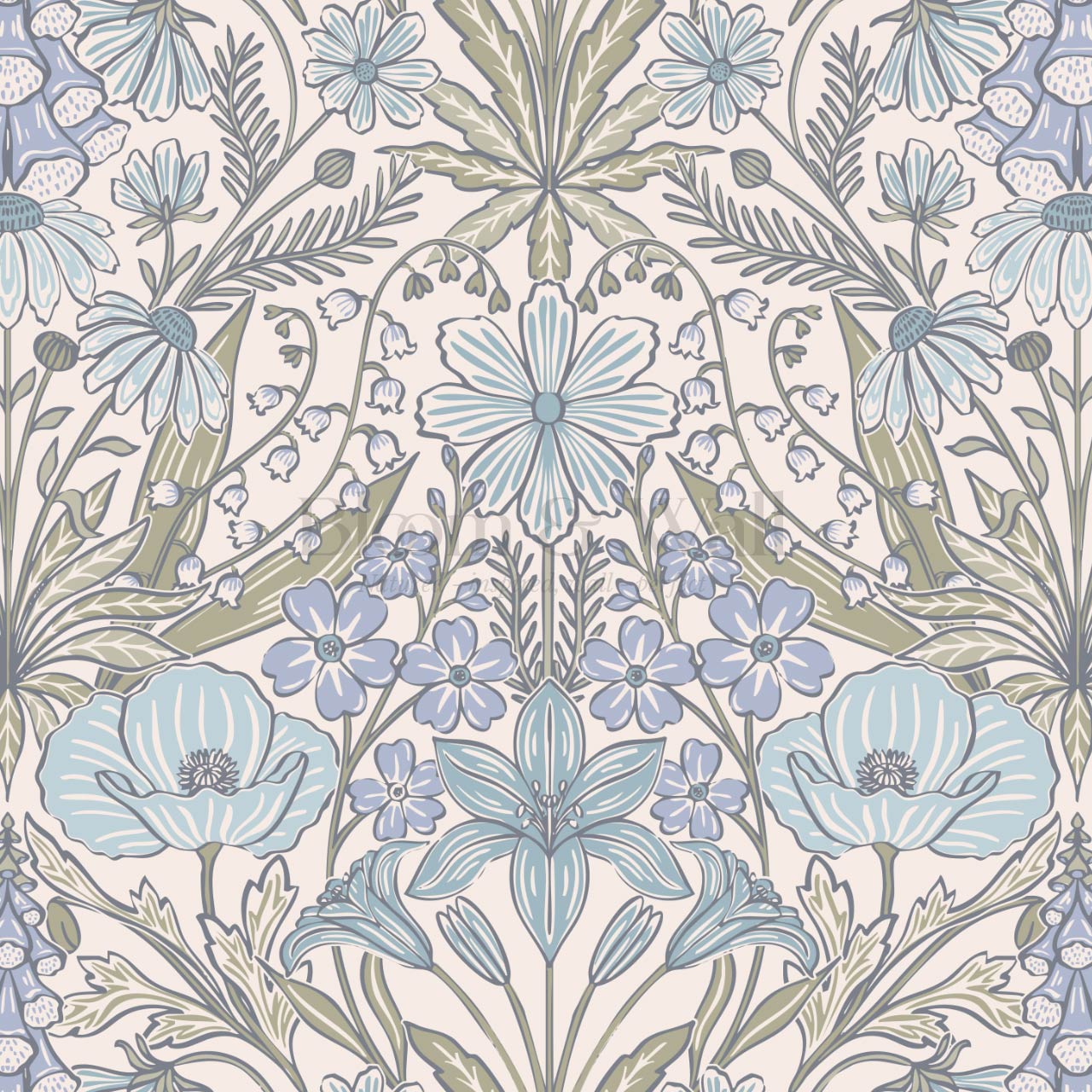Piret Large Whispering Wildflowers Sky Cream Wallpaper
