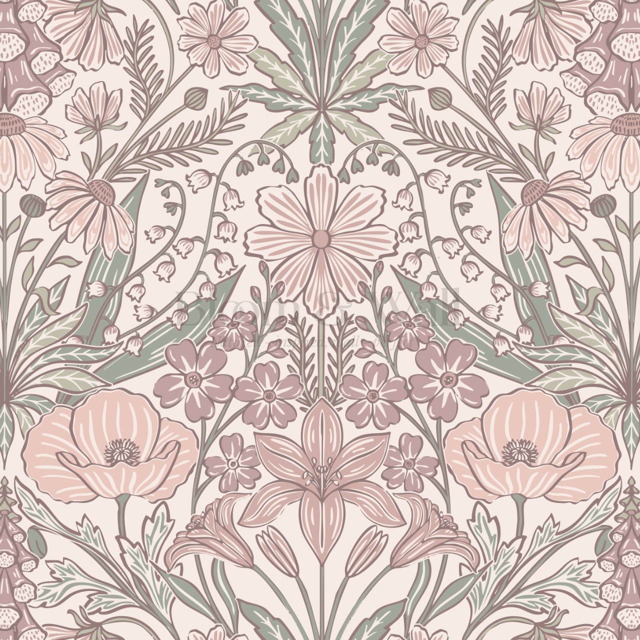Piret Large Whispering Wildflowers Soft Blush Cream Wallpaper