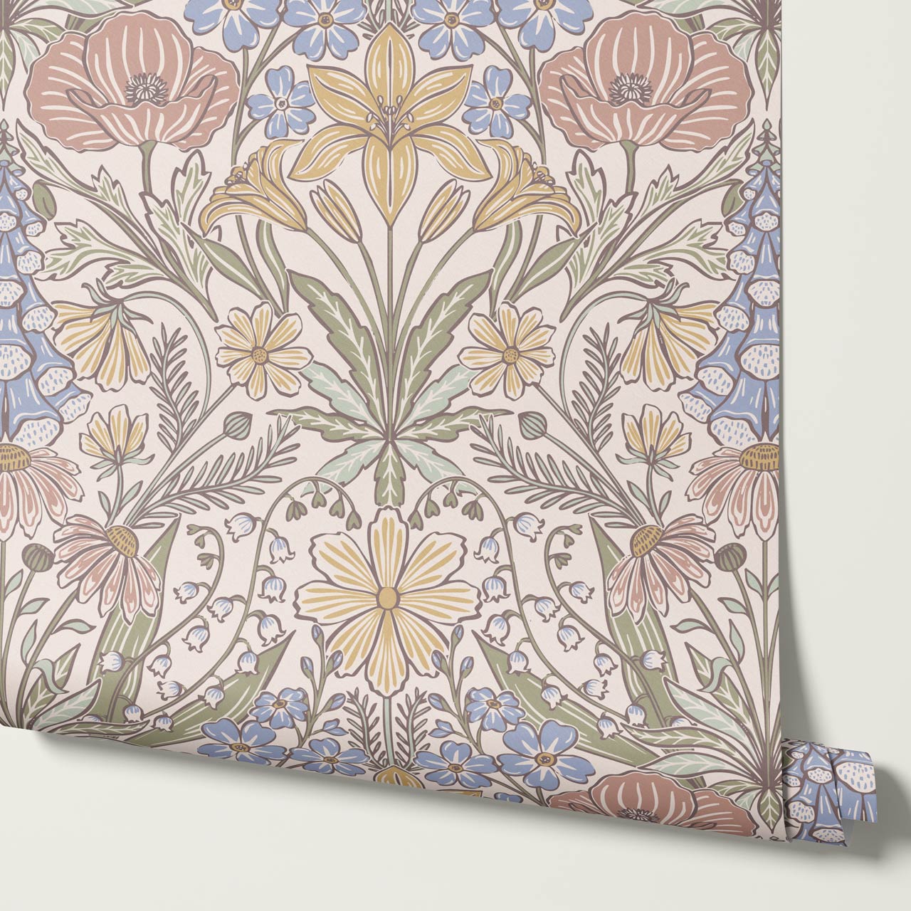 Piret Large Whispering Wildflowers Pastel Cream Wallpaper
