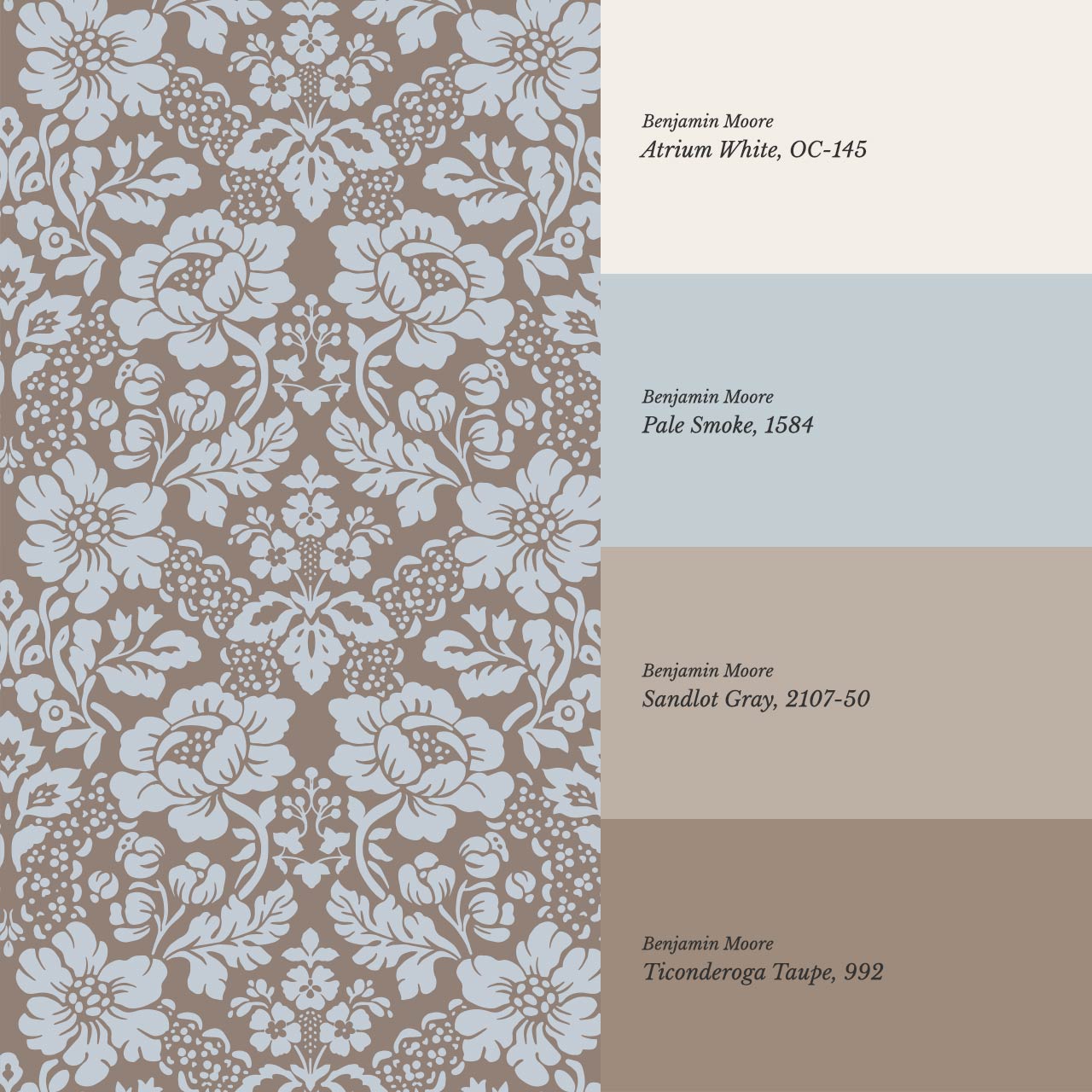 Presley Ogee Damask Cocoa Dove Wallpaper