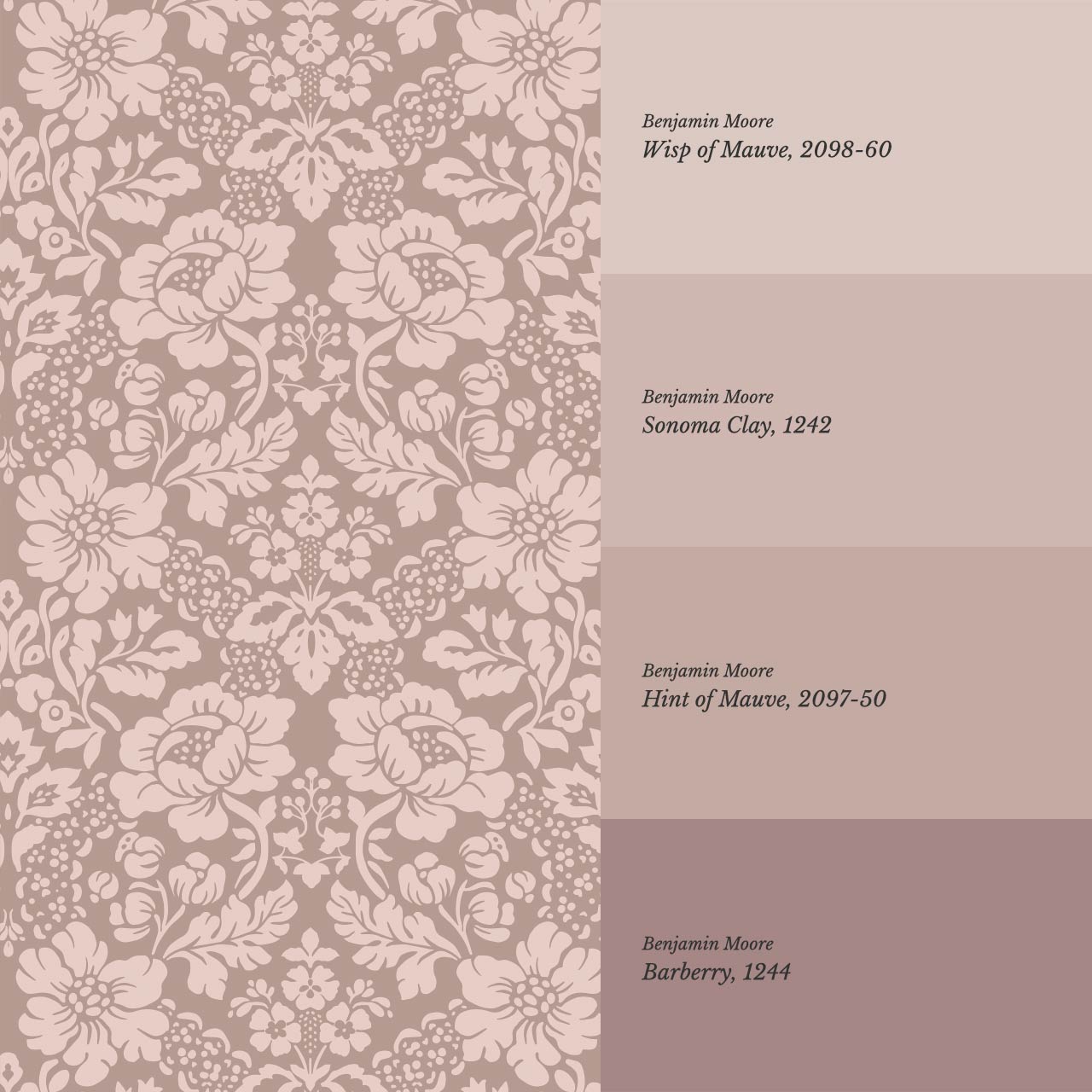 Presley Ogee Damask Mauve Wallpaper