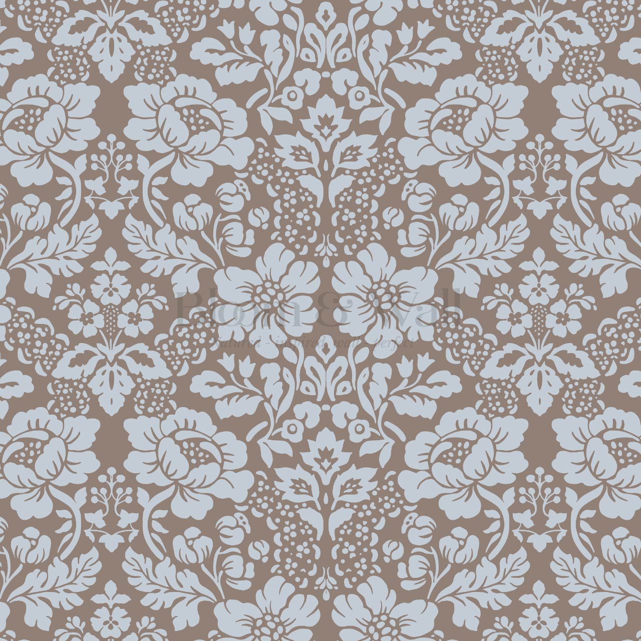 Presley Ogee Damask Cocoa Dove Wallpaper