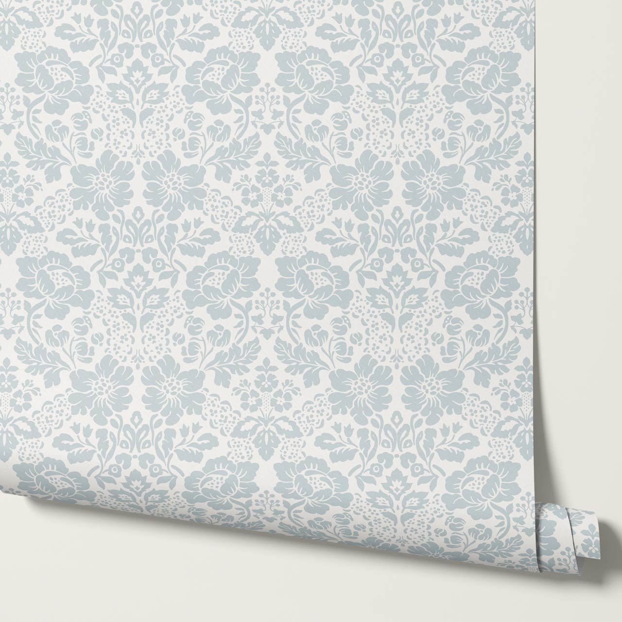 Presley Ogee Damask Cream Gray Wallapaper