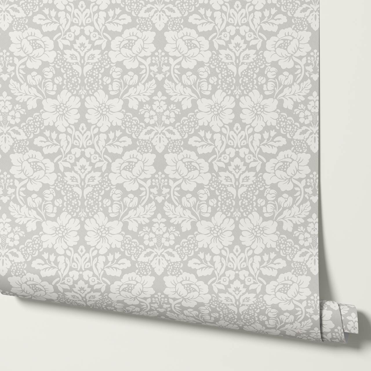 Presley Ogee Damask Cream Taupe Wallpaper