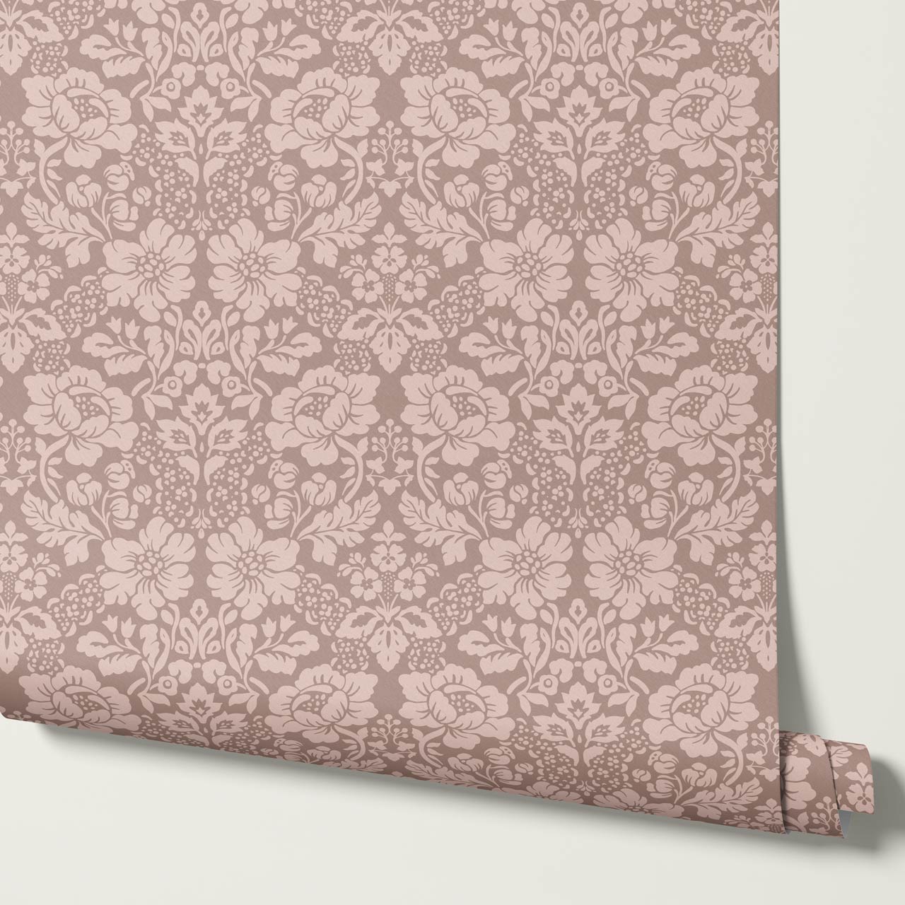 Presley Ogee Damask Mauve Wallpaper