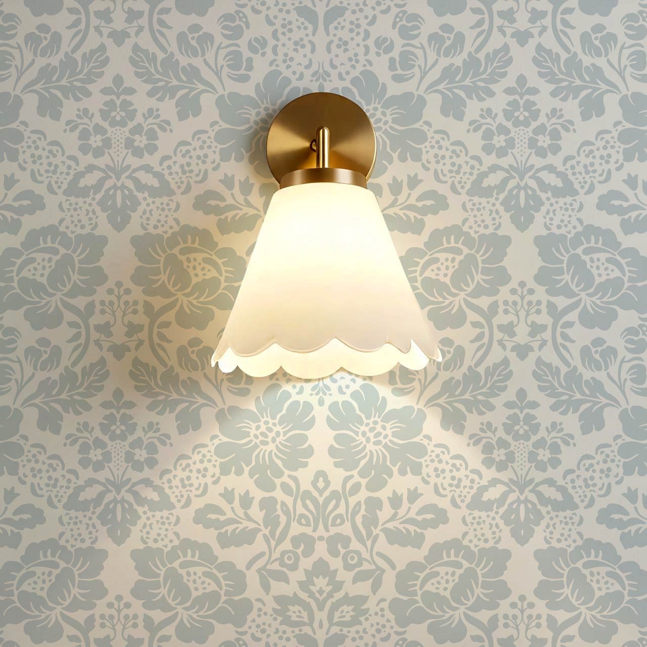 Presley Ogee Damask Cream Gray Wallapaper