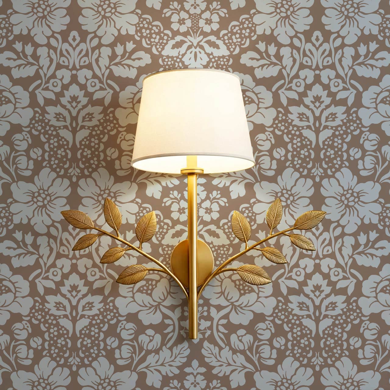 Presley Ogee Damask Cocoa Dove Wallpaper