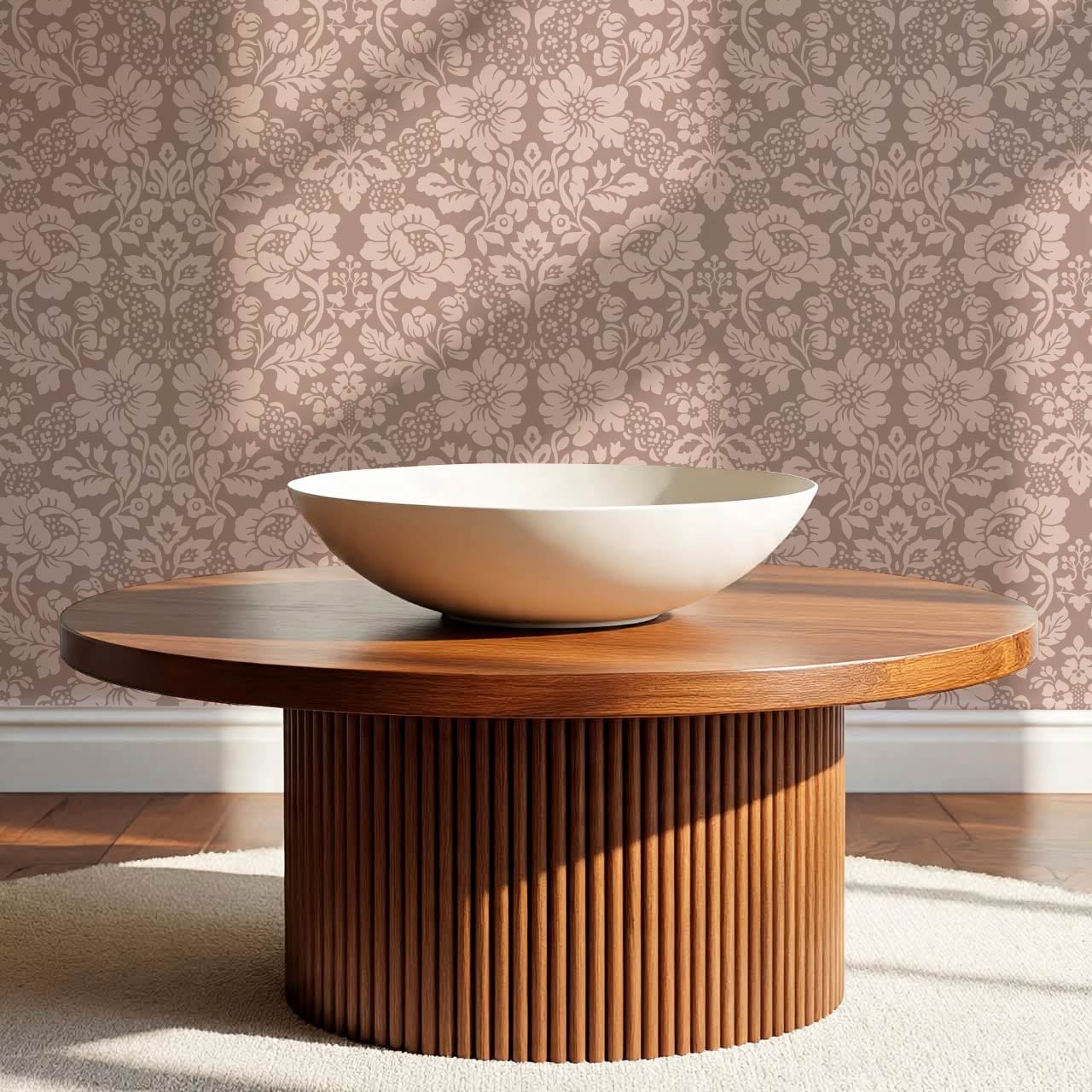 Presley Ogee Damask Mauve Wallpaper