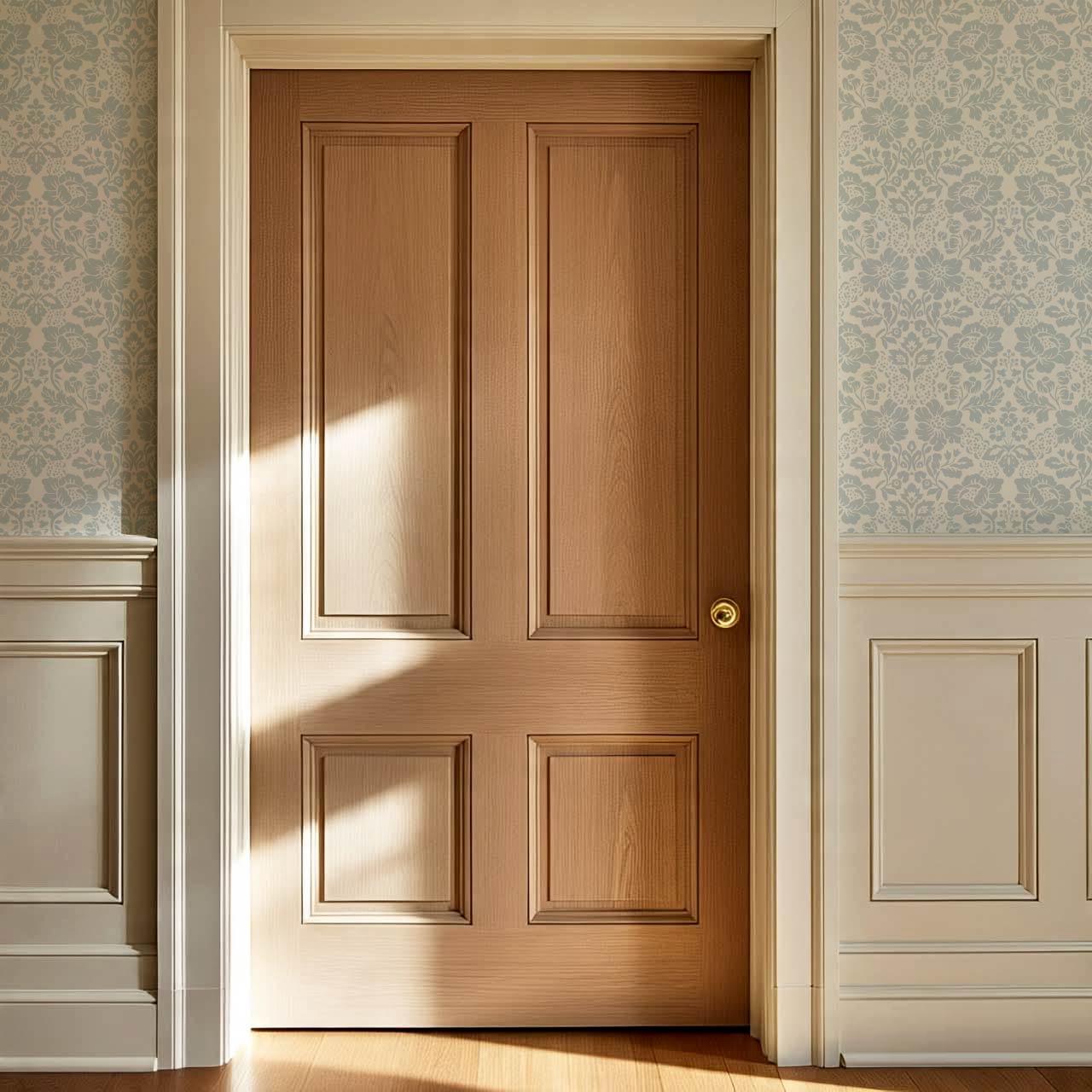 Presley Ogee Damask Cream Gray Wallapaper