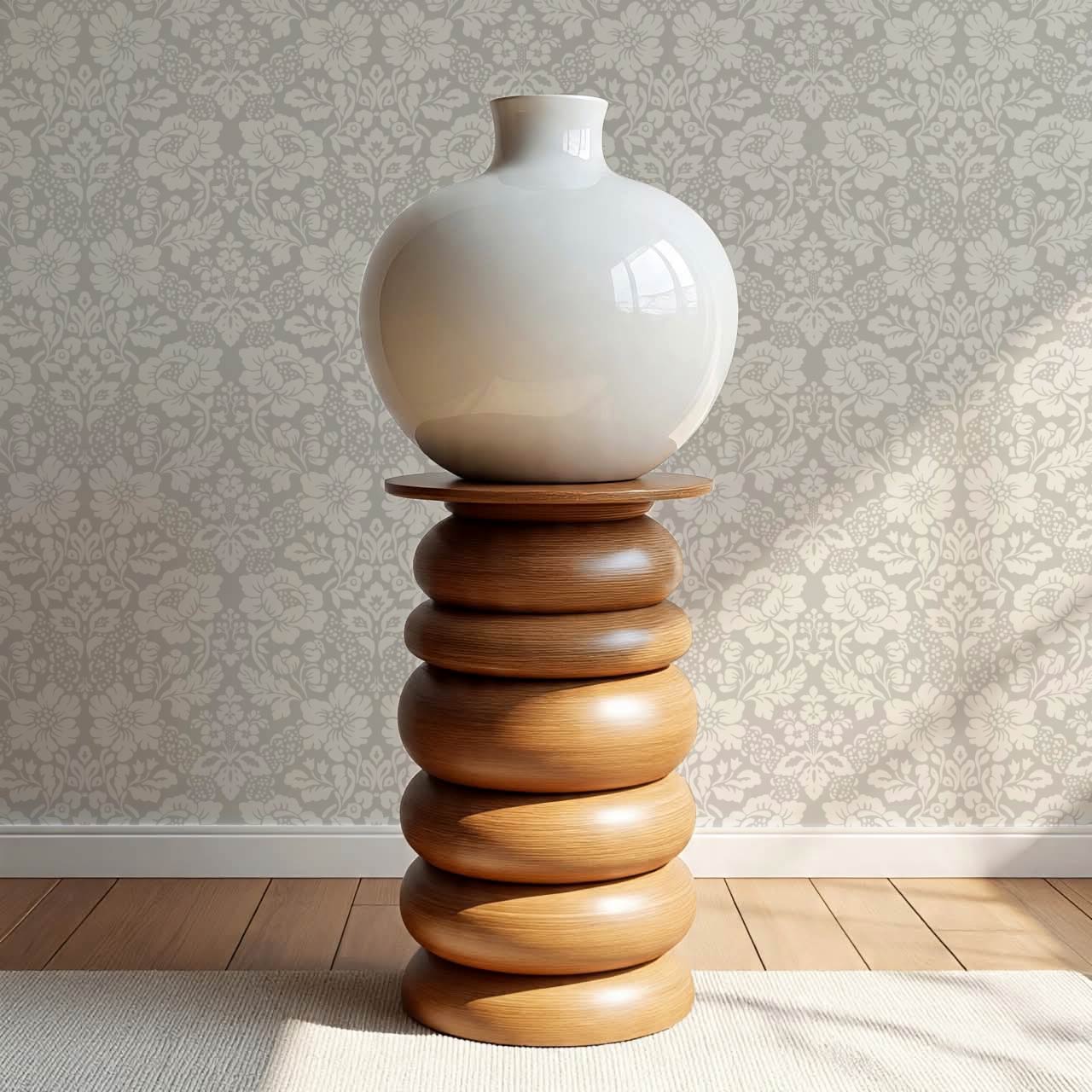 Presley Ogee Damask Cream Taupe Wallpaper