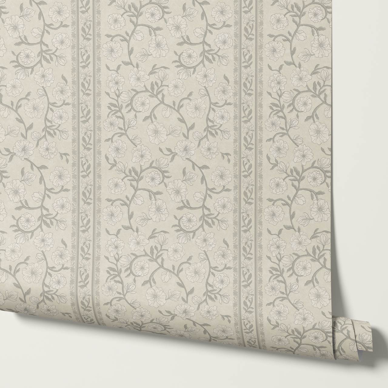 Priscila Heirloom Petal Stripe Dove Wallpaper