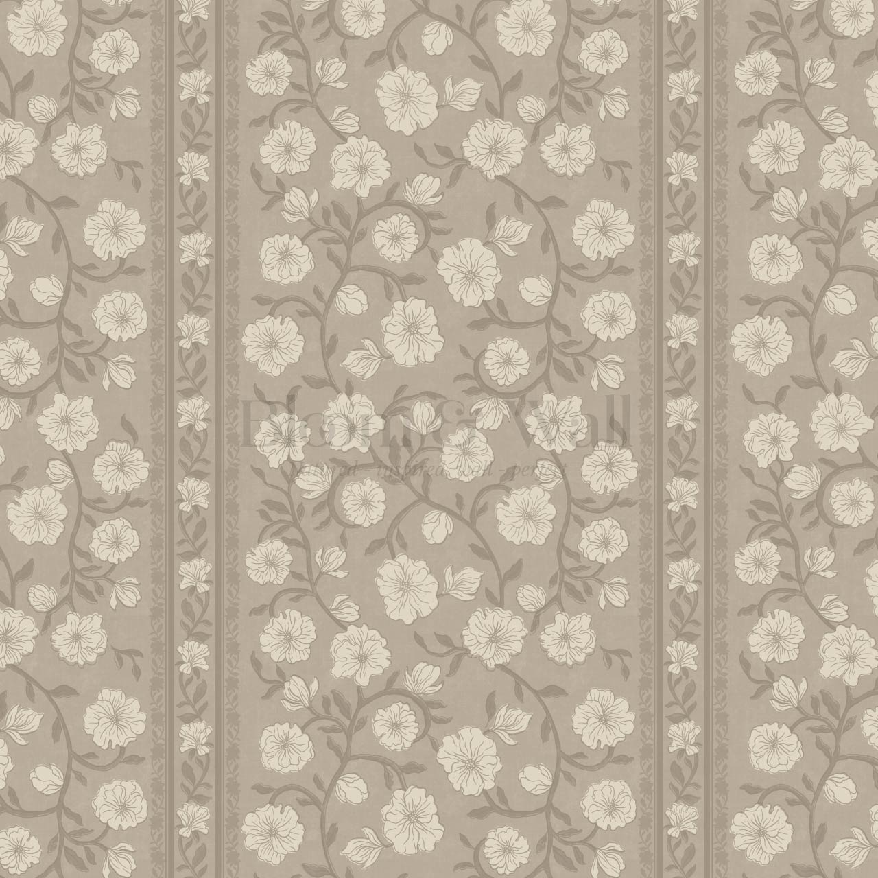 Priscila Heirloom Petal Stripe Taupe Wallpaper