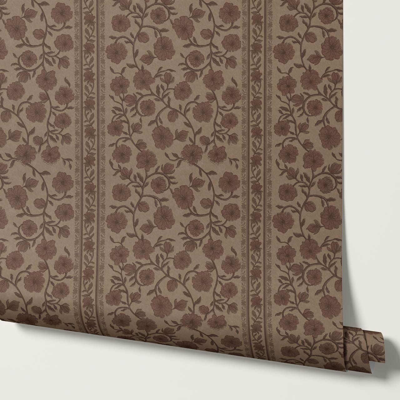 Priscila Heirloom Petal Stripe Coffee Wallpaper