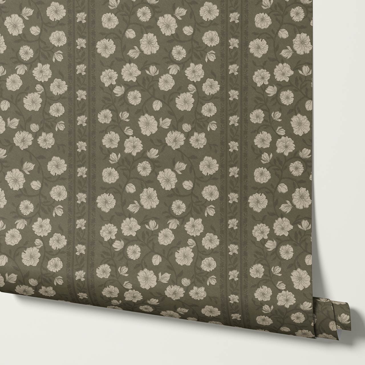 Priscila Heirloom Petal Stripe Forest Wallpaper