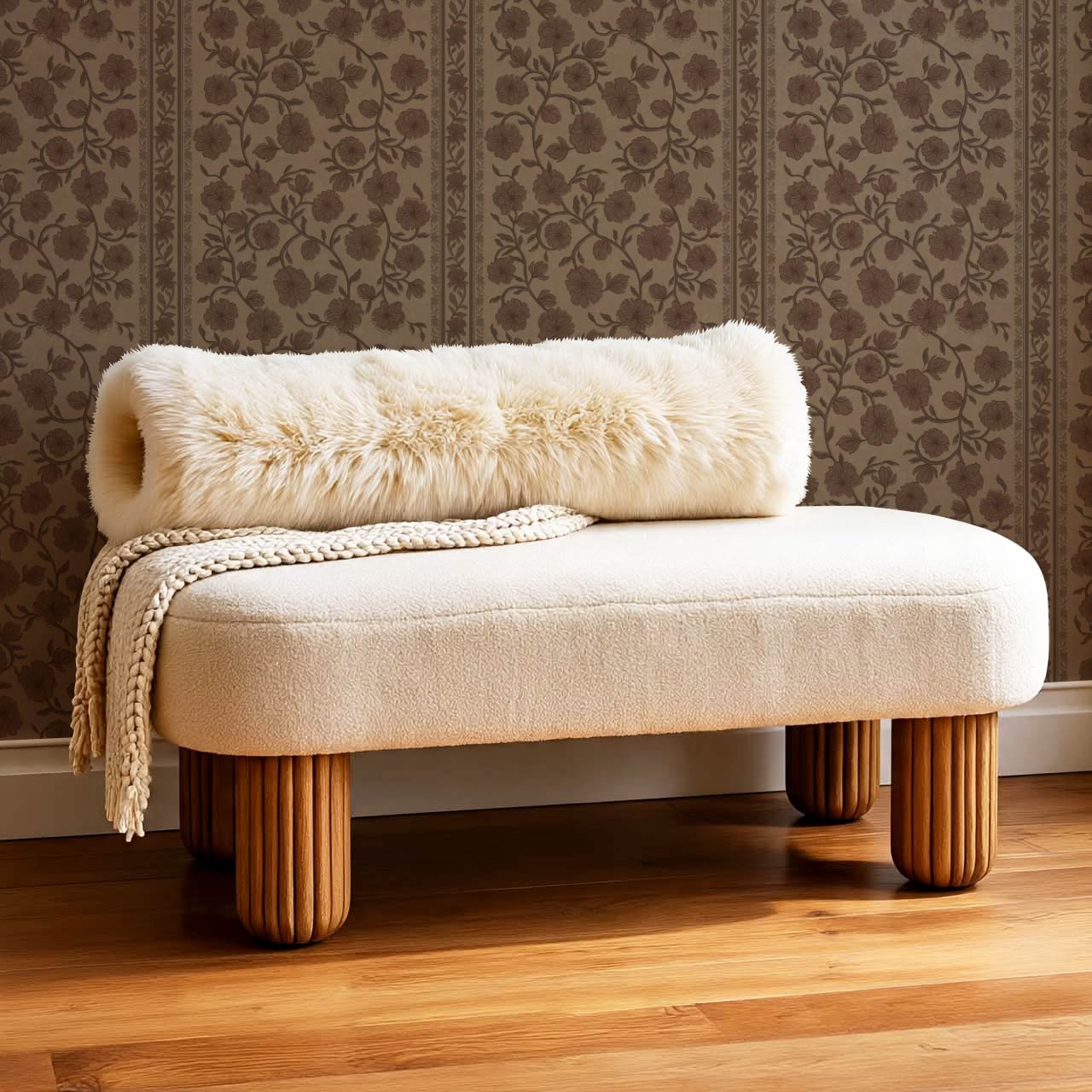 Priscila Heirloom Petal Stripe Coffee Wallpaper
