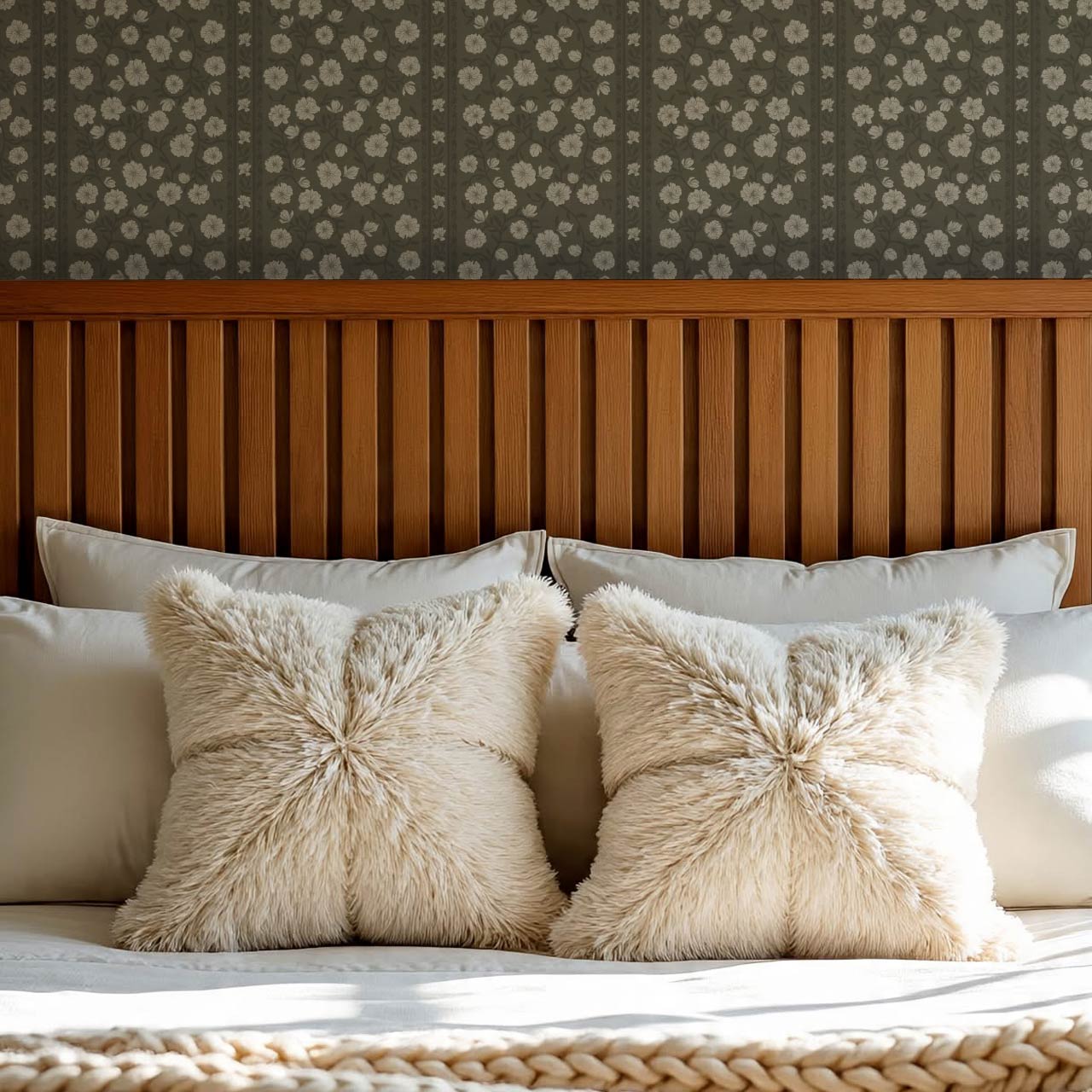 Priscila Heirloom Petal Stripe Forest Wallpaper