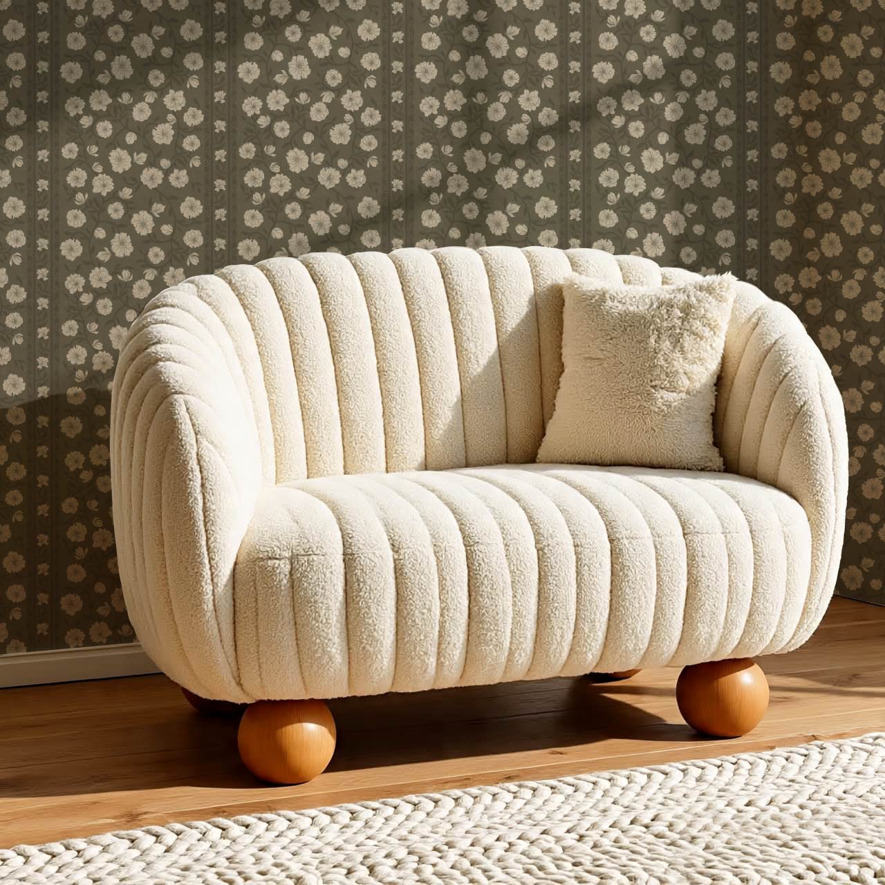 Priscila Heirloom Petal Stripe Olive Wallpaper