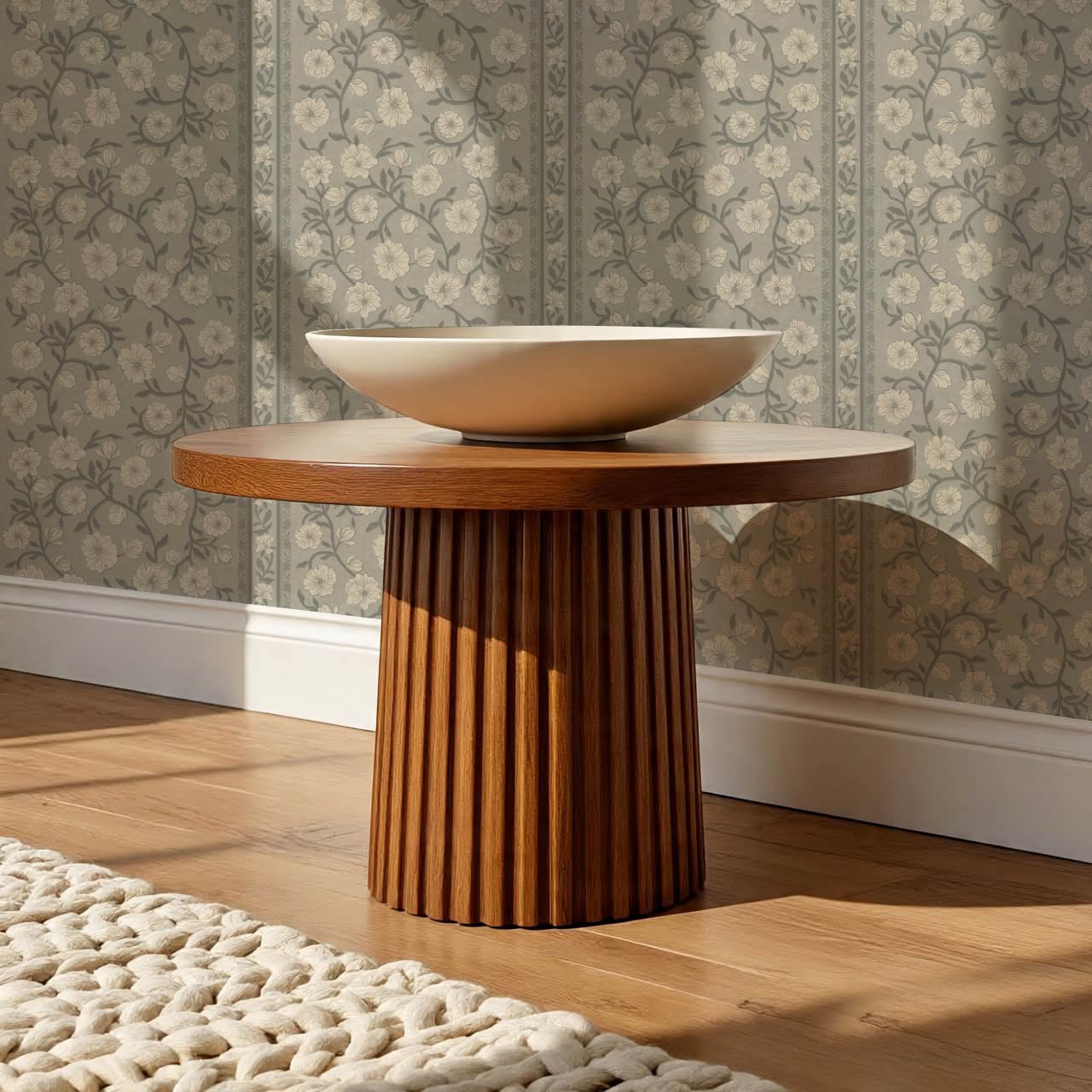 Priscila Heirloom Petal Stripe Dry Sage Wallpaper