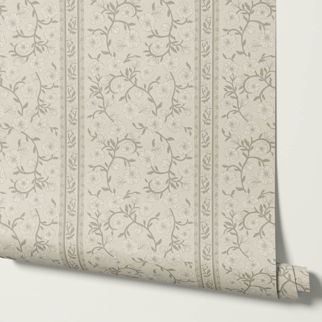 Priscila Heirloom Petal Stripe Beige Wallpaper