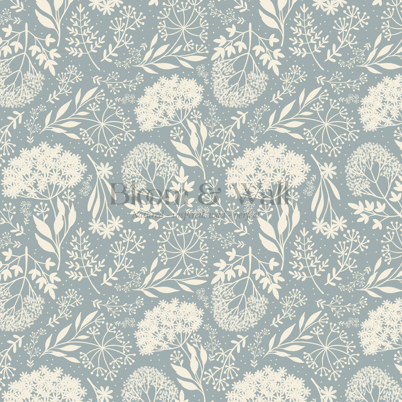 Queen Anne's Lace Botanicals Teal Wallpaper