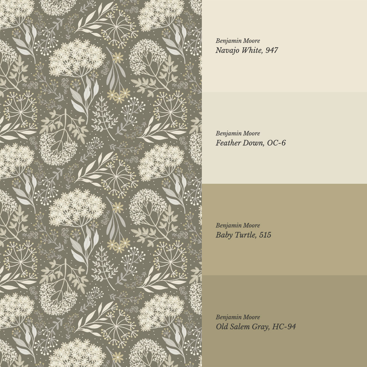 Queen Anne's Lace Botanicals Olive Wallpaper