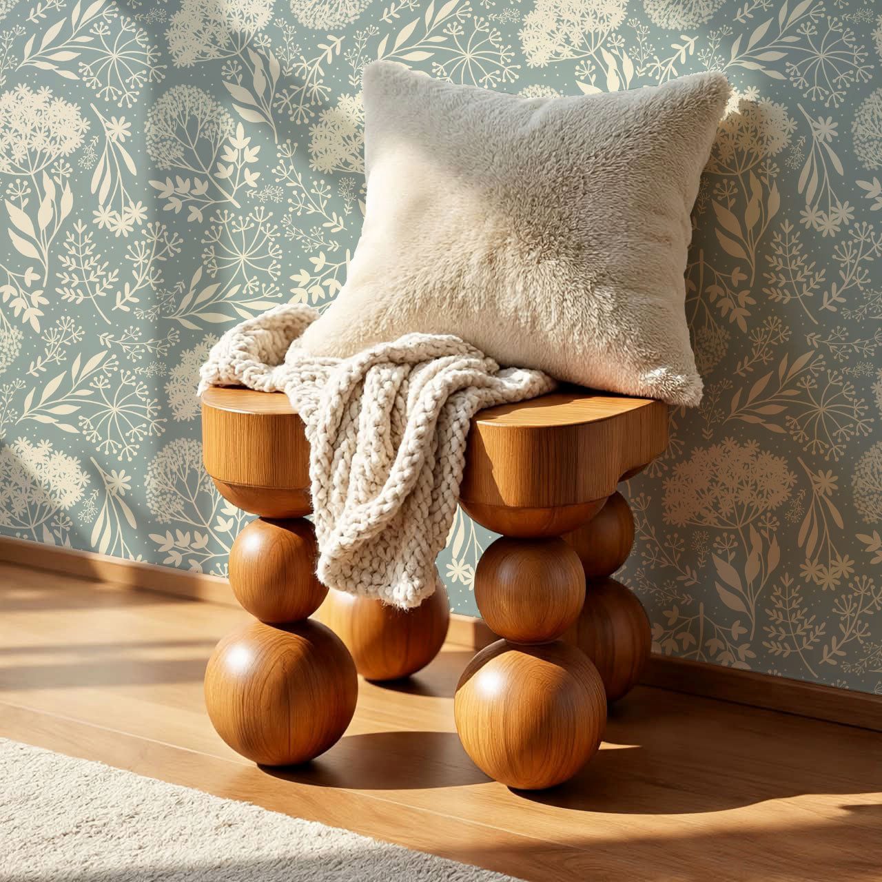 Queen Anne's Lace Botanicals Teal Wallpaper