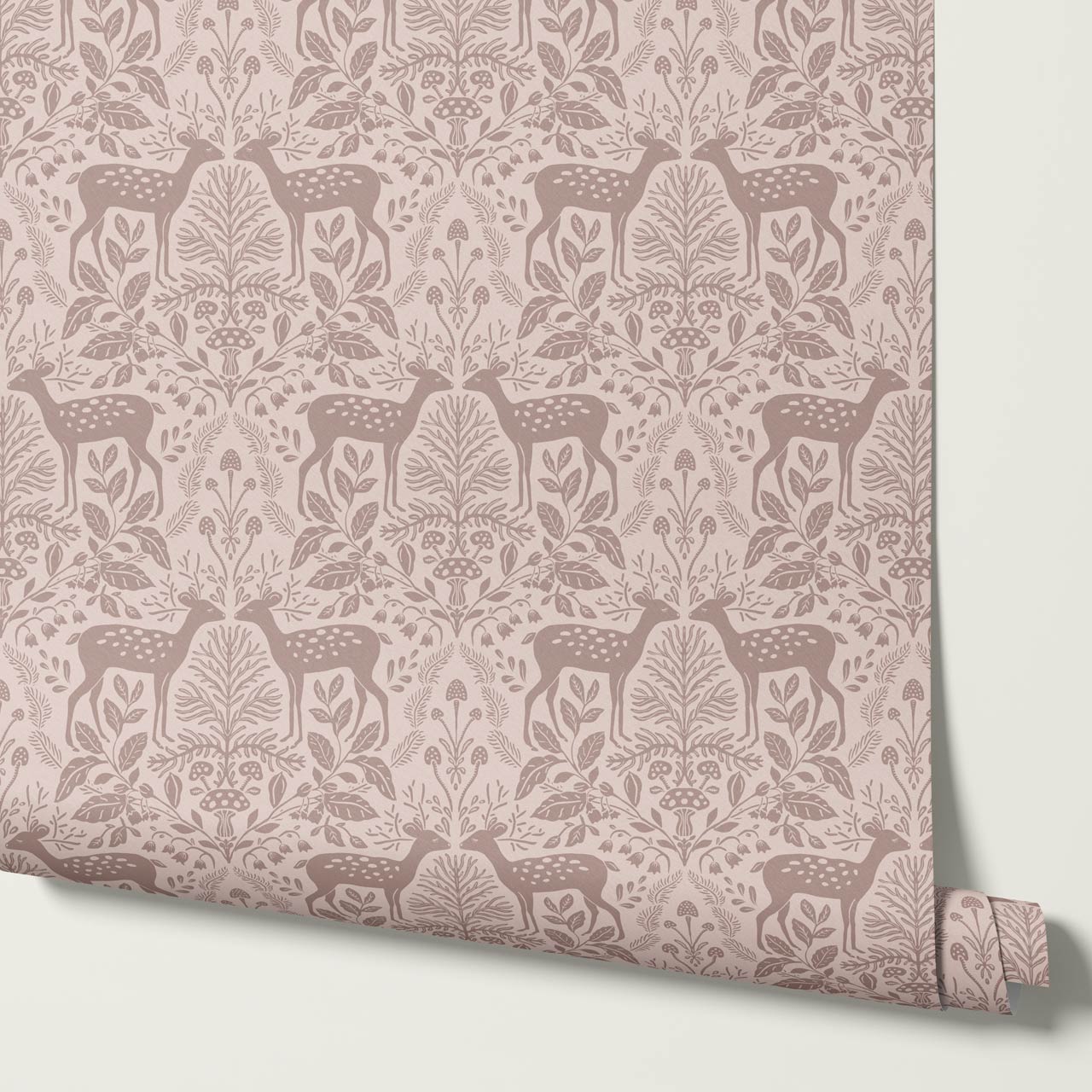 Rachel Cozy Deer Mauve Wallpaper
