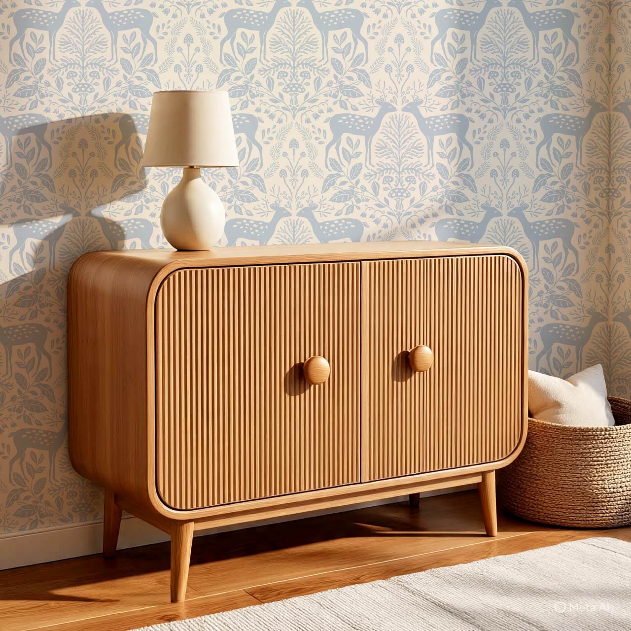 Rachel Cozy Deer Cream Sky Wallpaper