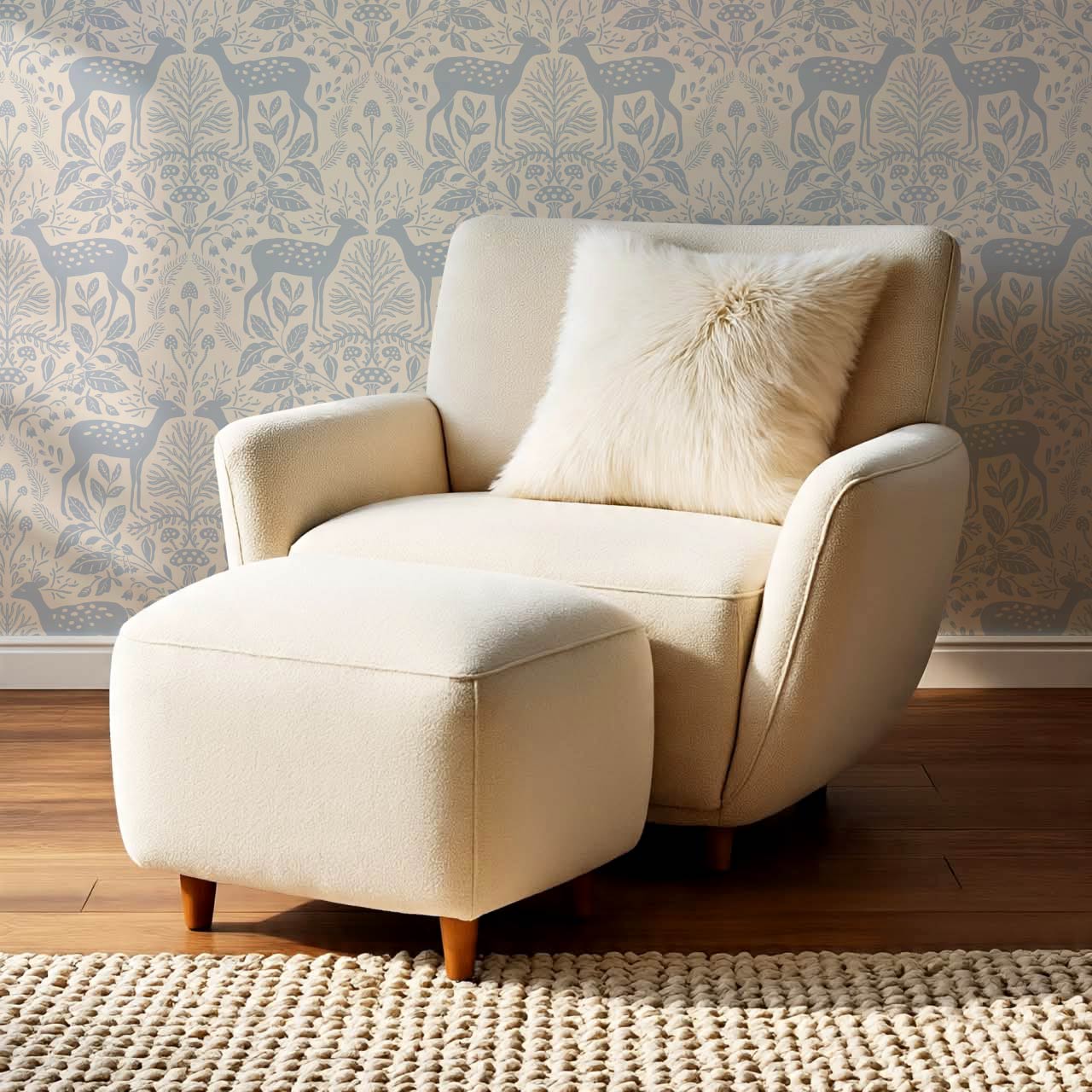 Rachel Cozy Deer Cream Sky Wallpaper