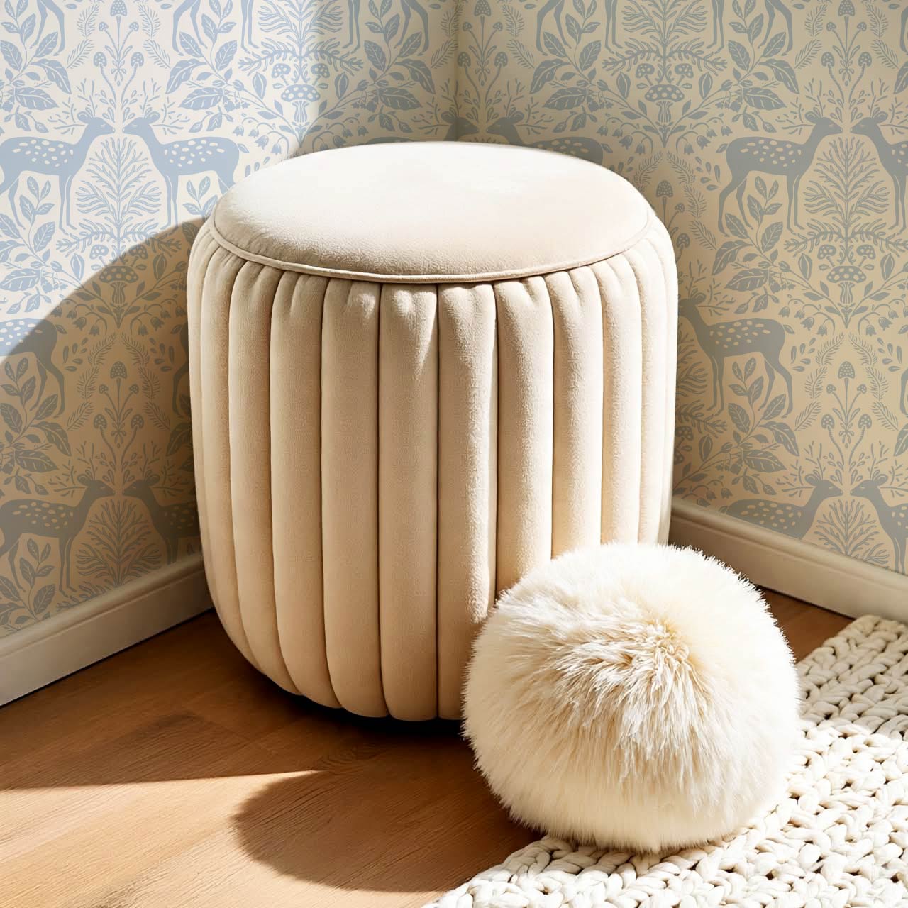 Rachel Cozy Deer Cream Sky Wallpaper