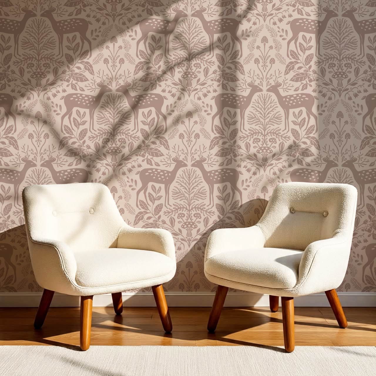 Rachel Cozy Deer Mauve Wallpaper