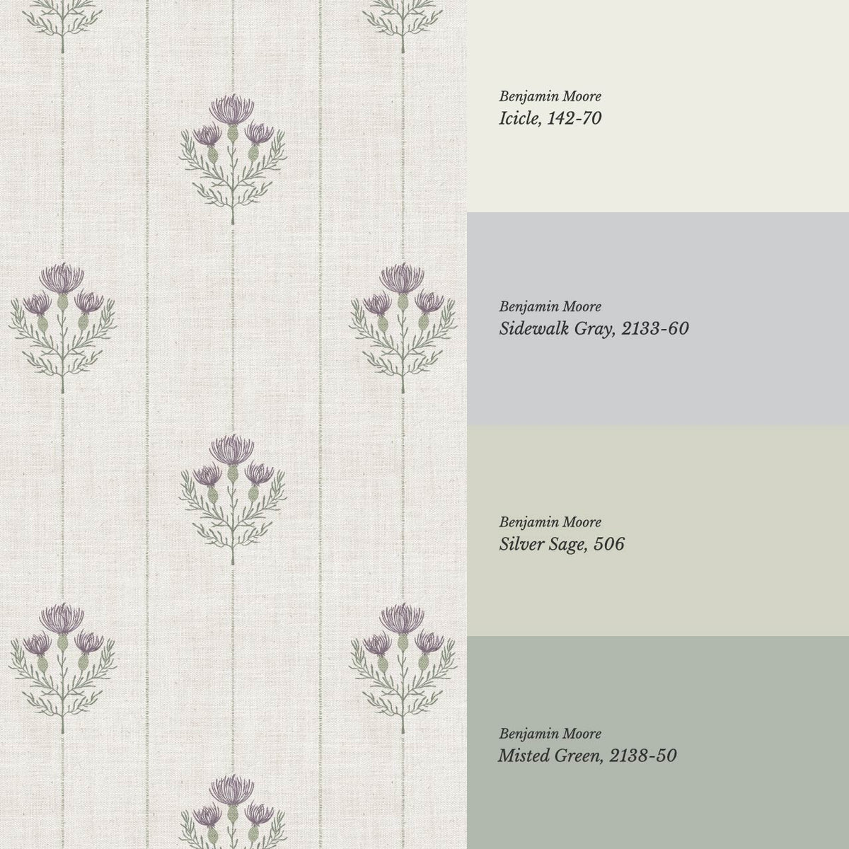 Rafa Thistle Field Linen Ivory Plum Wallpaper