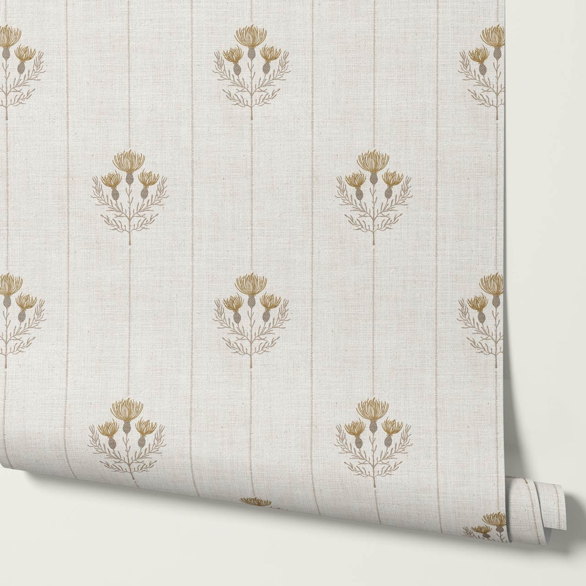 Rafa Thistle Field Linen Ivory Sand Wallpaper