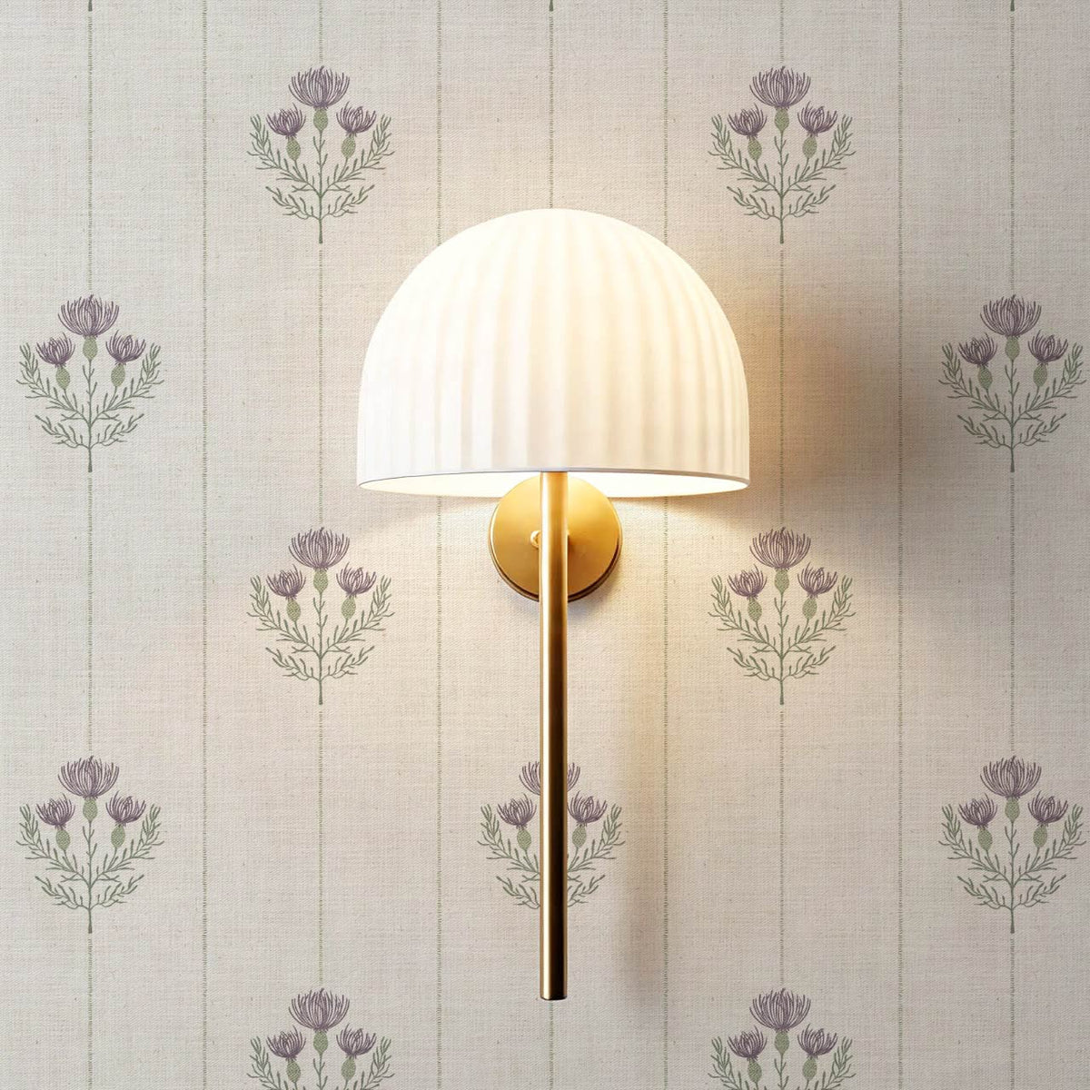 Rafa Thistle Field Linen Ivory Plum Wallpaper