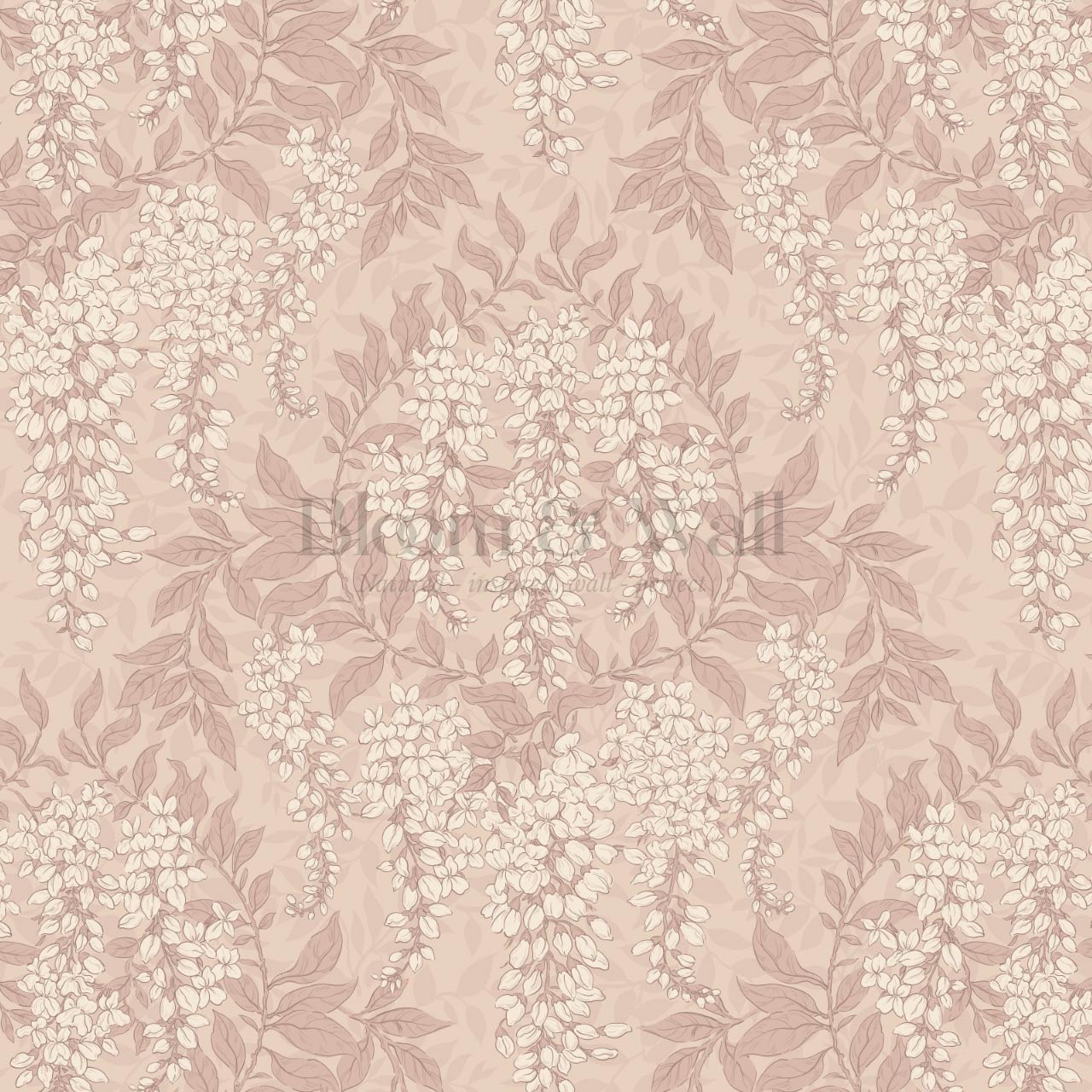 Rahna Wisteria Cluster Berry Cream Wallpaper