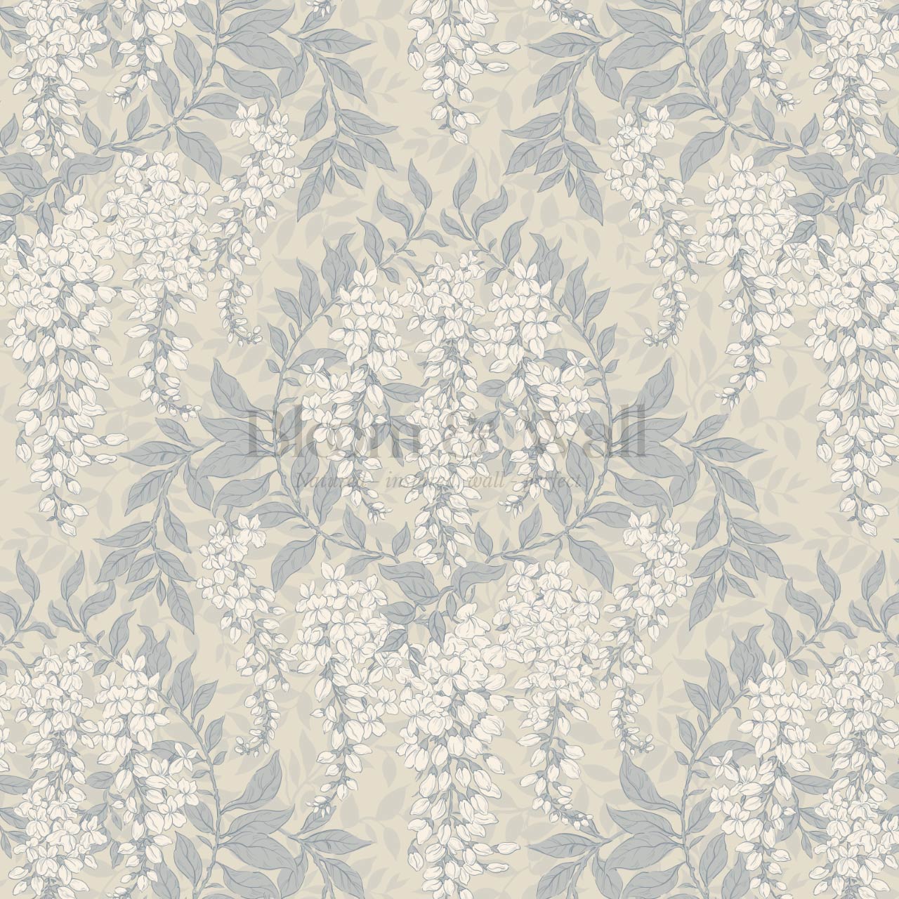 Rahna Wisteria Cluster French Blue Almond Wallpaper